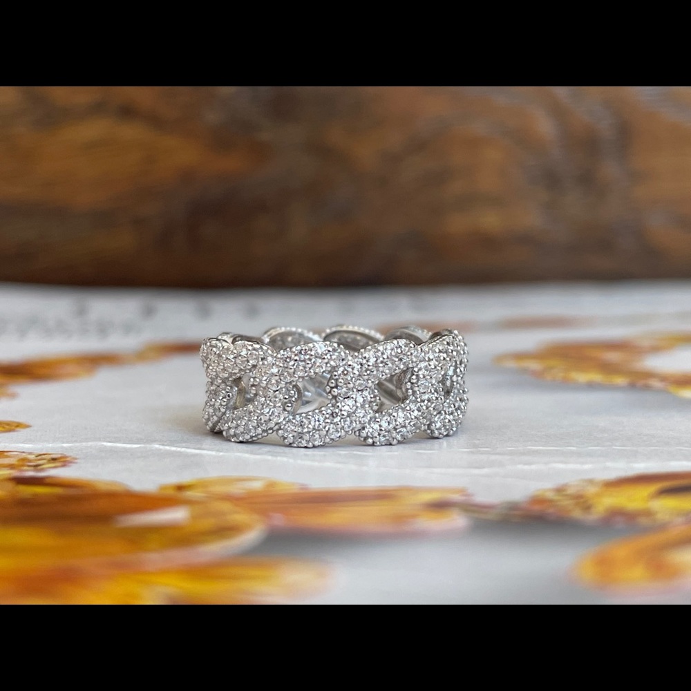 Cuban chain ring , cz ring , diamond cut ring